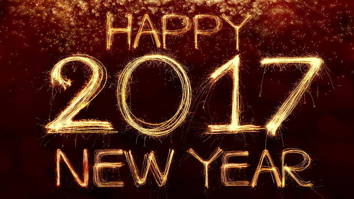 Happy New Year, 2017, fireworks, 4K, HD wallpaper