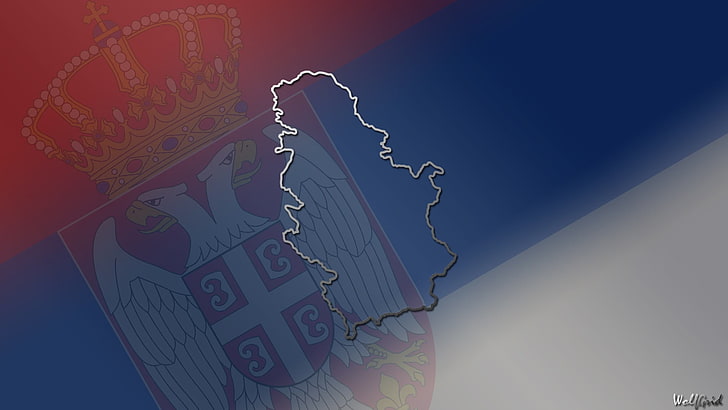 Serbia, map, flag, countries, no people, art and craft, low angle view, HD wallpaper