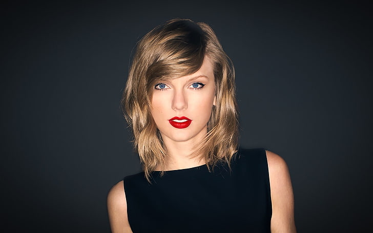 Taylor Swift, singer, celebrity, studio shot, portrait, lipstick, HD wallpaper