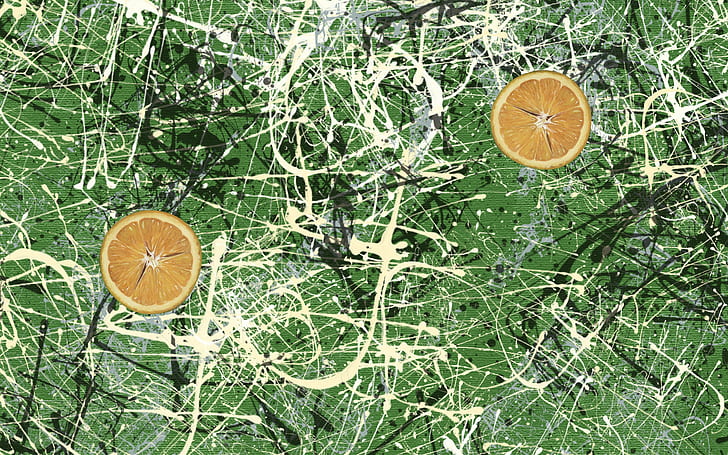 Orange Splatter Abstract Stone Roses HD, two slice orange fruits