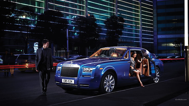 car, Rolls-Royce Phantom, blue cars, motor vehicle, transportation, HD wallpaper