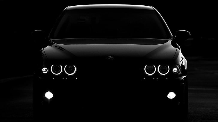 ultimate, black and white, angel eyes, bmw, mode of transportation, HD wallpaper