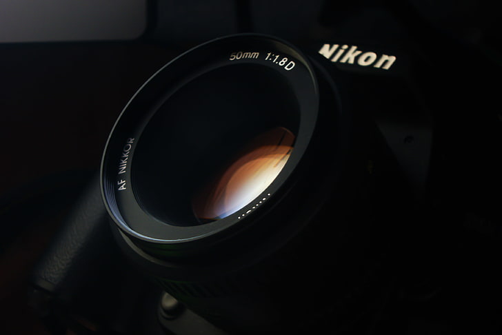 black Nikon DSLR camera, glass, photo, Wallpaper, the camera