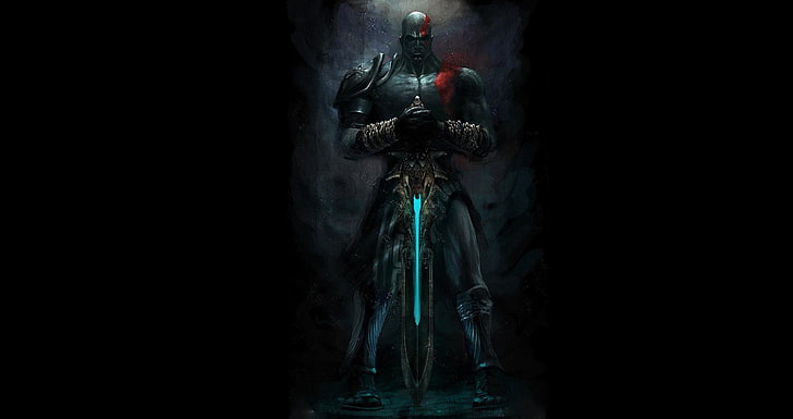 God of War Kratos wallpaper, God Of War III, black background HD wallpaper
