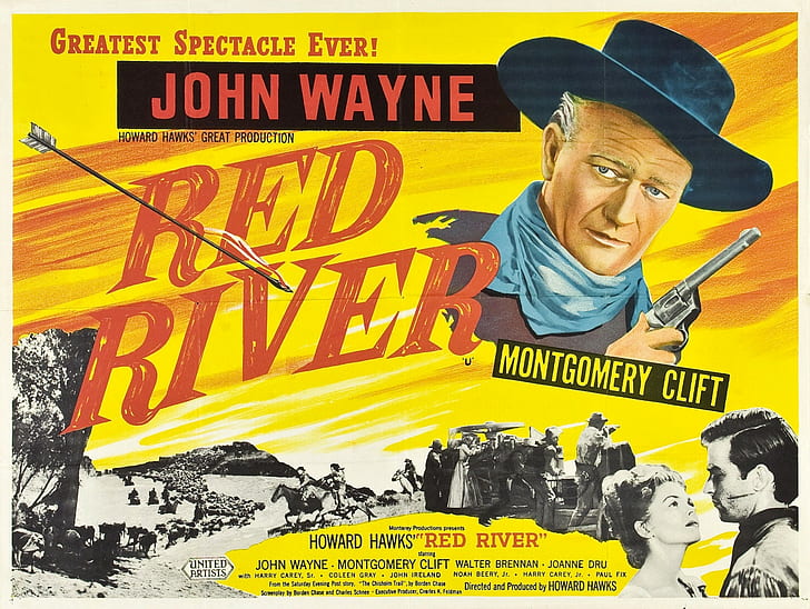 Film posters, Red River, Howard Hawks, John Wayne, movies, western