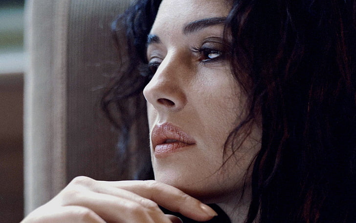 Monica Bellucci, face, actress, headshot, one person, contemplation, HD wallpaper
