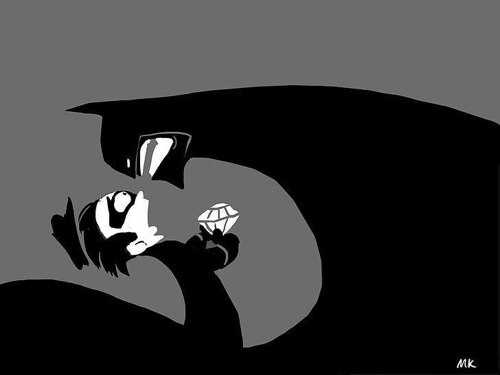 batman and robin illustration, silhouette, one person, sky, nature, HD wallpaper