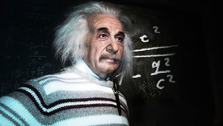 Albert Einstein, scientist, physicist, senior Adult, blackboard, HD wallpaper