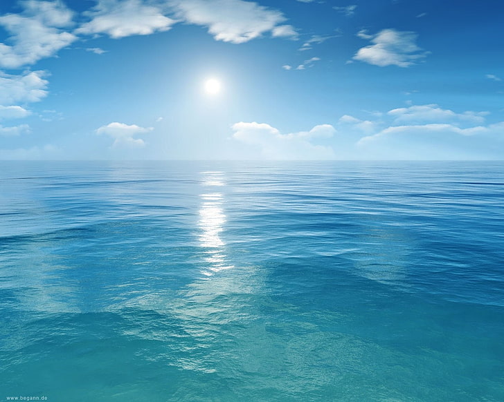 blue sea, sky, nature, summer, water, wave, seascape, backgrounds, HD wallpaper