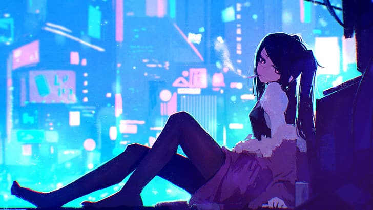 Va-11 Hall-A, anime girls, smoking, cyberpunk, Julianne Stingray, HD wallpaper