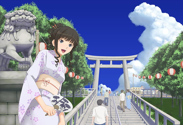 Amagami SS, anime girls, Morishima Haruka, architecture, sky, HD wallpaper