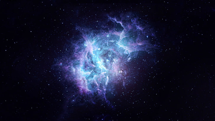purple and blue galaxy, abstract, nebula, space art, digital art