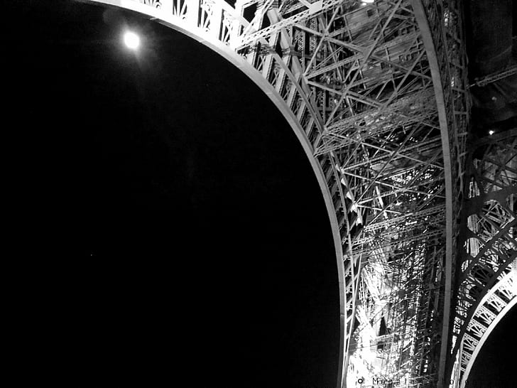 Eiffel Tower, monochrome, HD wallpaper