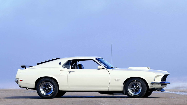 1969, 429, boss, fastback, ford, mustang, white