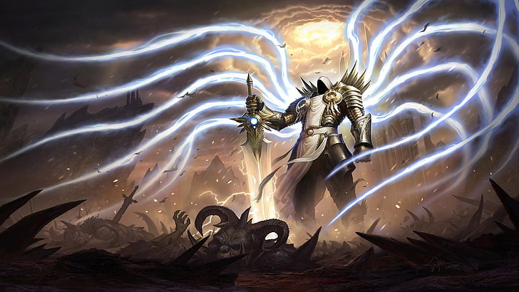 soldier with wings illustration, Diablo, Diablo III, Diablo 3: Reaper of Souls, HD wallpaper
