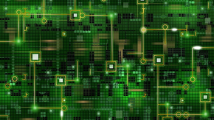 green, technology, computer, line, integrated circuit, electronics, HD wallpaper