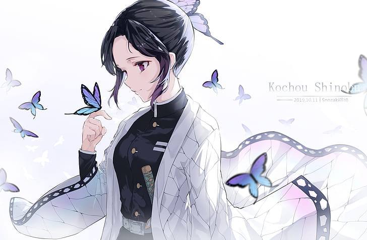 HD wallpaper: Kimetsu no Yaiba, Kochou Shinobu, butterfly, weapon, katana |  Wallpaper Flare