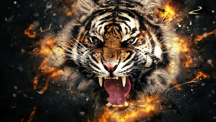 Angry tiger made with transparent light and smoke spectral  Playground AI