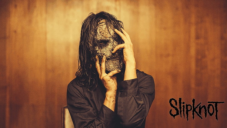 Slipknot band wallpaper, Drummer, mask, one person, obscured face