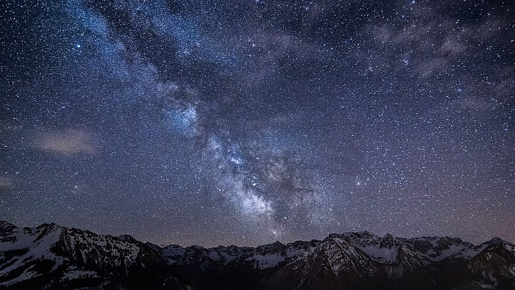 nature, mountains, Milky Way, skyscape, starry night, HD wallpaper
