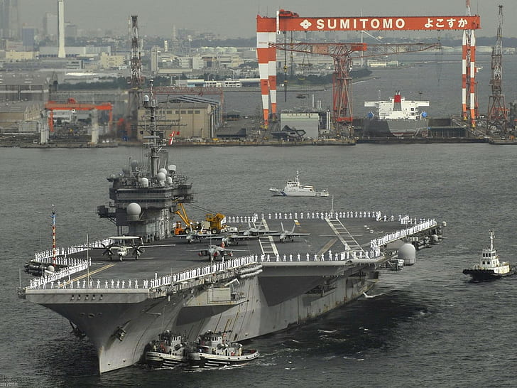 warship, aircraft carrier, military, vehicle, HD wallpaper
