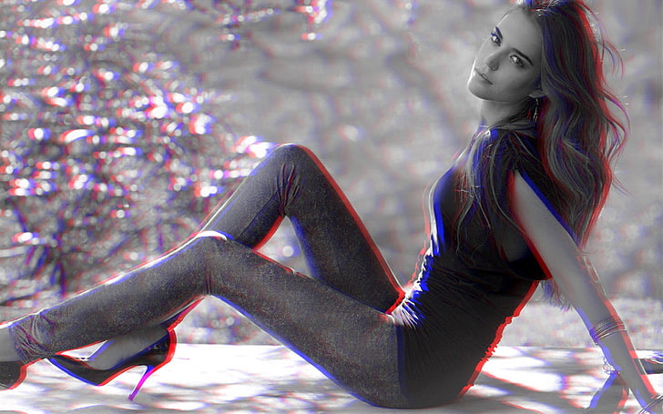 anaglyph 3D, Clara Alonso, model, women, women outdoors, one person