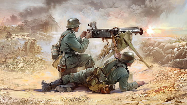 Germany, the Wehrmacht, Ivan Hurenko, German infantry, MG-08, HD wallpaper