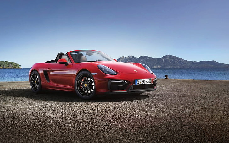 red coupe, Porsche, car, Porsche Boxster GTS, red cars, vehicle, HD wallpaper