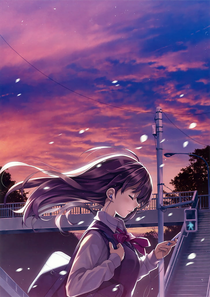 HD wallpaper: alone, long hair, schoolgirl, anime girls, one person,  transportation | Wallpaper Flare