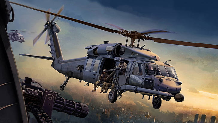Military Helicopters, Sikorsky HH-60 Pave Hawk, Aircraft, Artistic, HD wallpaper