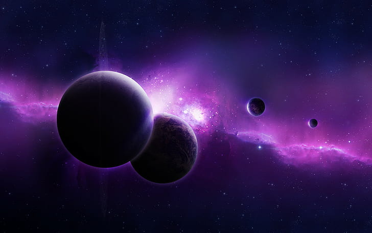 purple galaxy planets