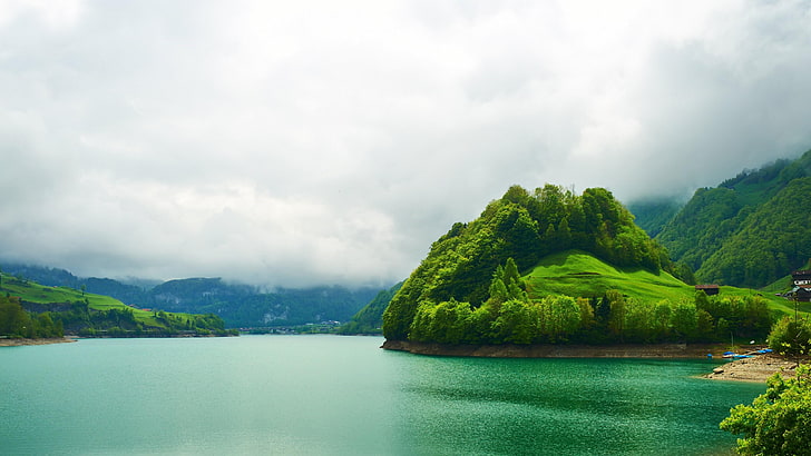 HD wallpaper: lungern, green, switzerland, water, lake, sky, loch, cloud |  Wallpaper Flare