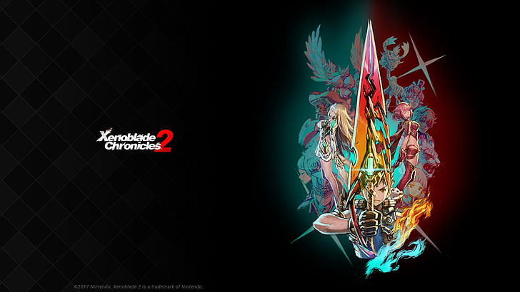 Video Game, Xenoblade Chronicles 2, black background, red, no people, HD wallpaper