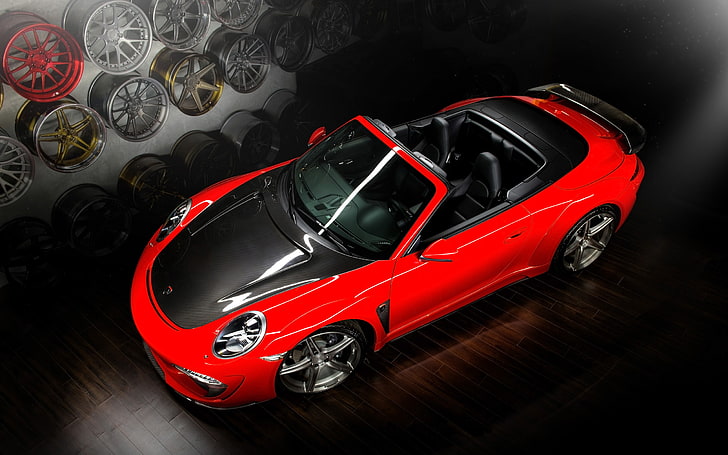 red, tuning, Carrera, Cabriolet, Ball Wed, Porsche 991, Stinger, HD wallpaper