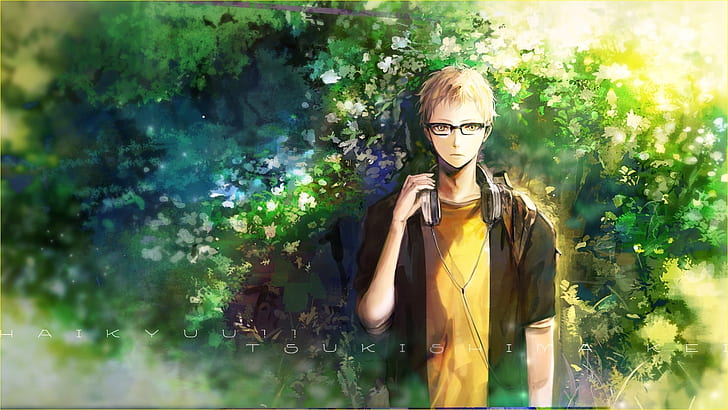 tsukishima kei, blonde, haikyuu, glasses, Anime, HD wallpaper