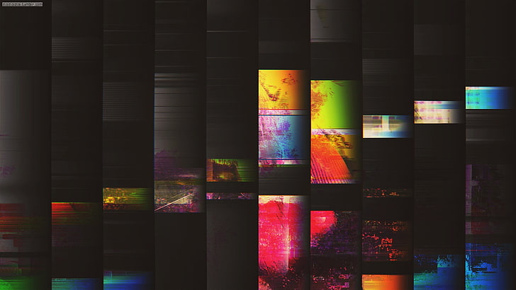 colorful wallpaper, glitch art, abstract, lines, LSD, dark, black