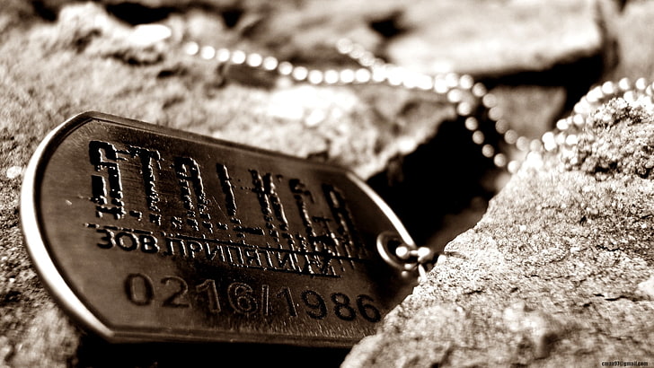silver-colored dog tag pendant necklace, Stalker, call of Pripyat
