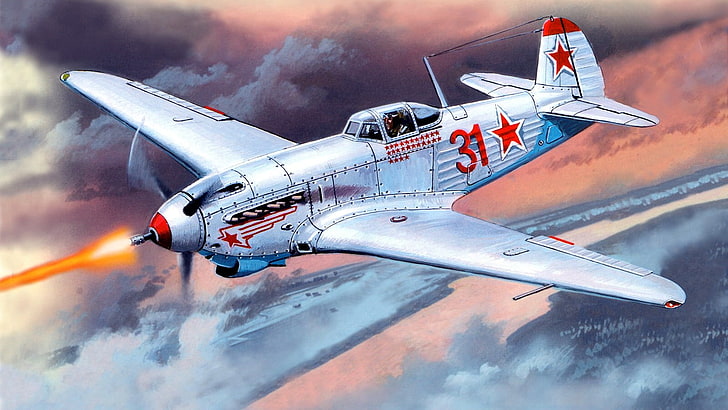 Fighter Russia Yakovlev Yak-9 Aircraft Antique HD Art, WW2, war