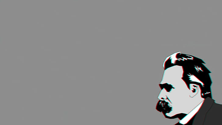 friedrich nietzsche philosophers chromatic aberration simple background, HD wallpaper