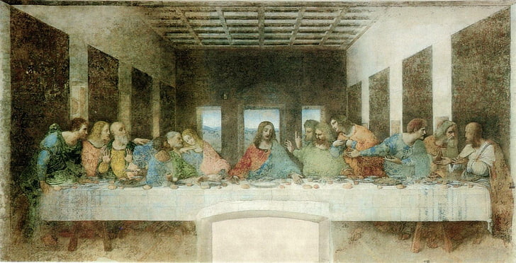 The Last Supper painting, Leonardo da Vinci, Jesus Christ, classic art