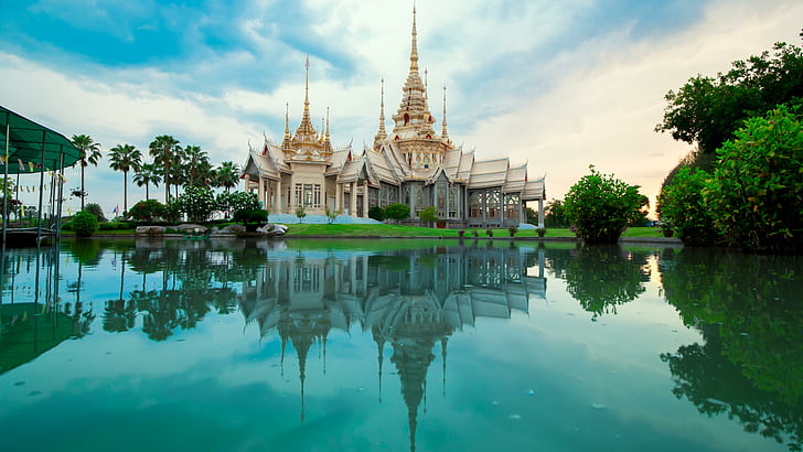 pagoda, beautiful, nakhon ratchasima, thailand, sikhio, place of worship, HD wallpaper
