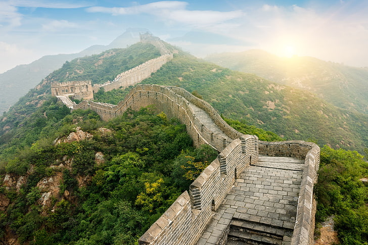 great wall of china 4k wallpaper hd, architecture, mountain, HD wallpaper