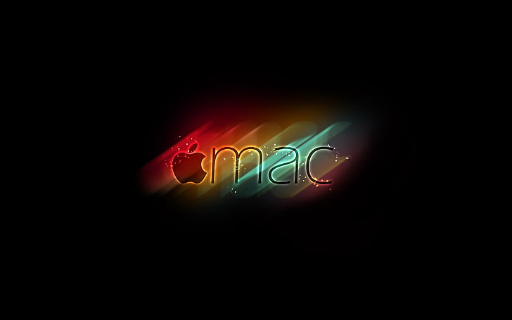 Apple logo, mac, macintosh, red, blue, backgrounds, illustration