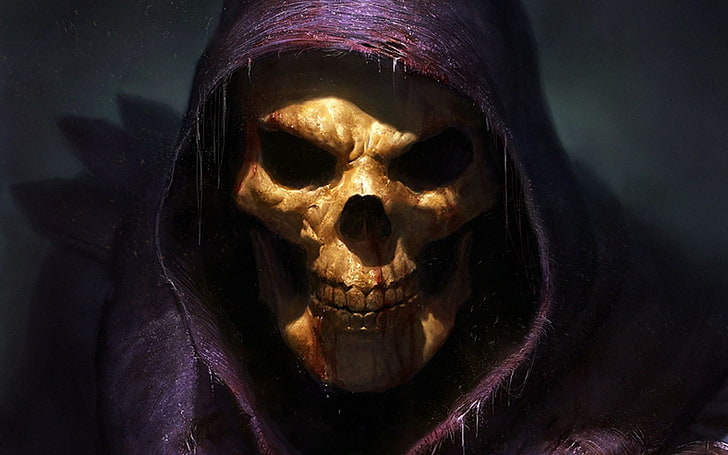 fantasy Art, grim reaper, He Man, Skeletor, skull, spooky, human body part