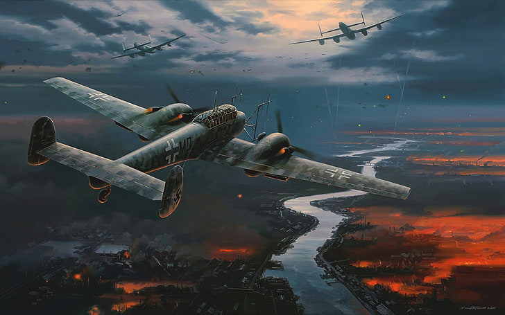 gray aircraft wallpaper, the plane, figure, bomber, the Germans, HD wallpaper