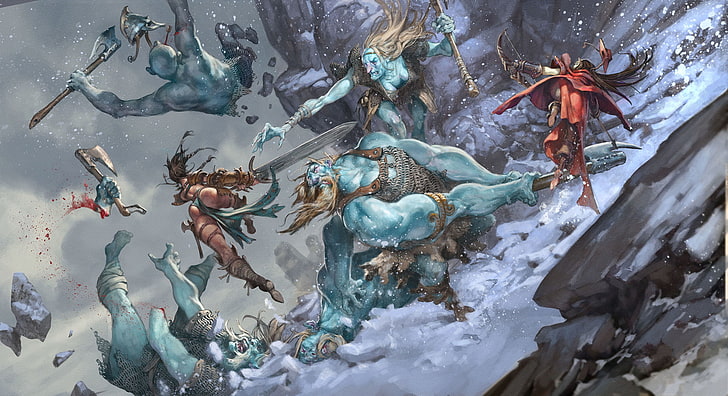 battle, Jesper Ejsing, Pathfinder Adventure, Ice Tomb of the Giant Queen, HD wallpaper