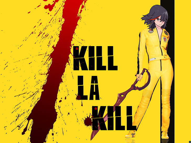Kill La Kill wallpaper, Kill Bill, crossover, Matoi Ryuuko, yellow, HD wallpaper