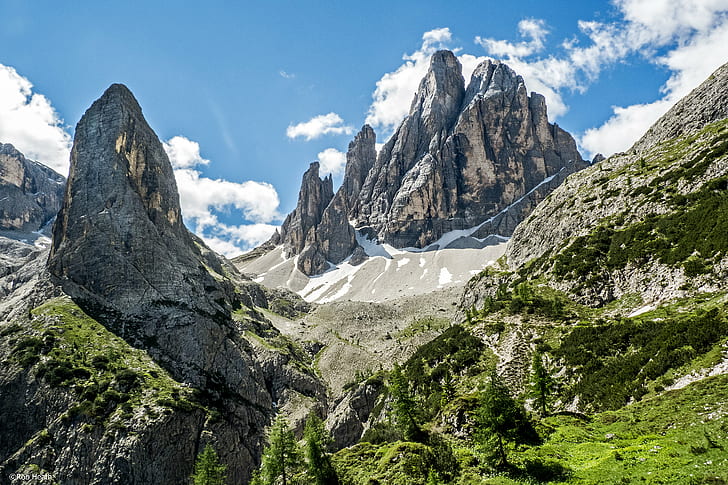 green and gray highlands, Croda, dei, Dolomites, Sesto, Sexten, HD wallpaper
