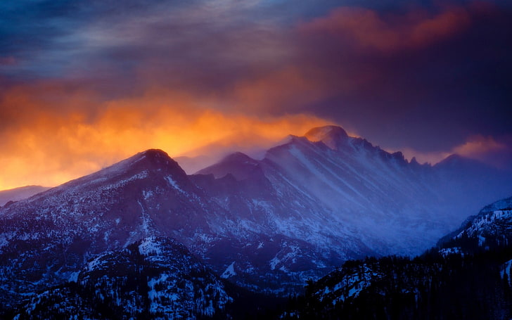 nature, landscape, mountains, sunset, Rocky Mountain National Park