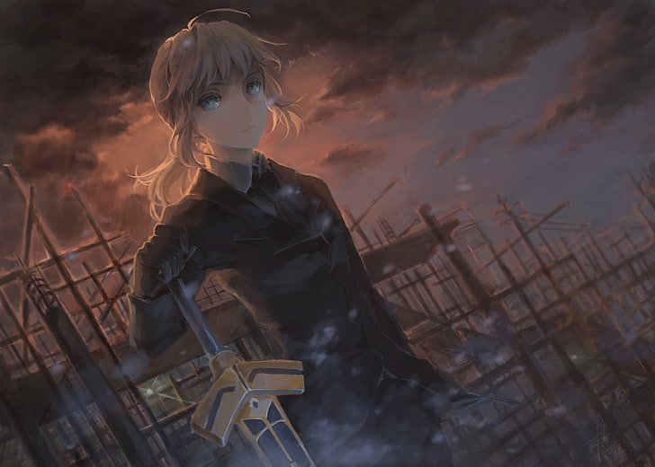 Fate Series, Fate/Zero, anime girls, Saber, cloud - sky, one person, HD wallpaper